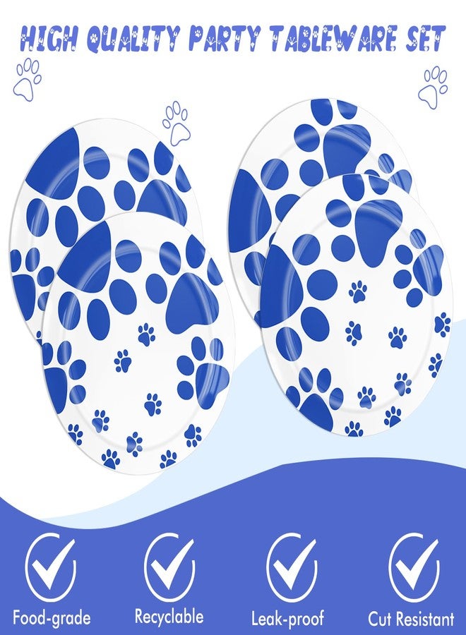 DURYGEN 40PCS Blue Paw Print Party Supplies Dog Themed Birthday decorations Disposable Tableware Including Plates Napkins for Dog Birthday Baby Shower Pet Lover Supplies - Image 4